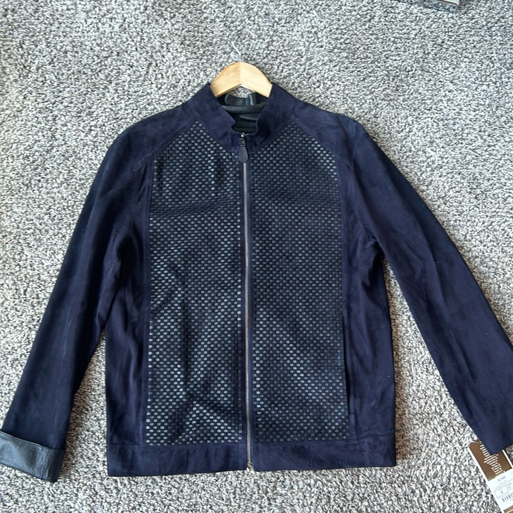 Reversible Iceland leather and suede woven jacket